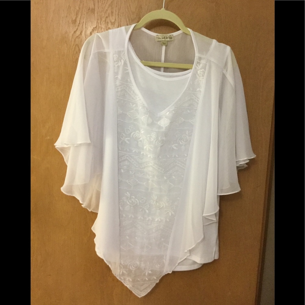 Live and Let Live Embroider/Lace Poncho & Tank Set